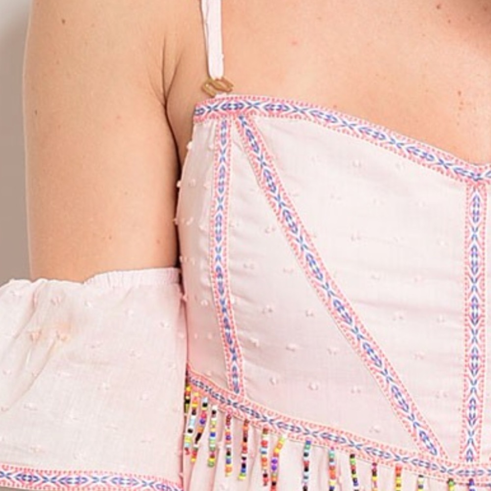 Dygarni off shoulder lace trim top pink S - Picture 5 of 7